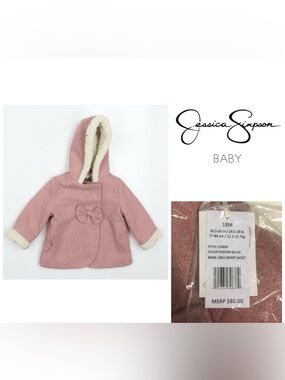 🆕JESSICA SIMPSON BABY - 18M - NWT - PINK SHERPA FAUX WOOL COAT / JACKET